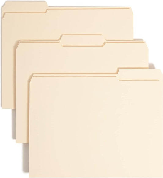 Smead Fastener File Folder, 2 Fasteners, Reinforced 1/3-Cut Tab, 1-1/2" Expansion, Letter Size, Manila, 50 per Box (14595)