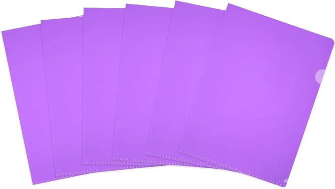 PATIKIL 6 Pack A4 Plastic Folders, Letter Size Clear Folders l Type Project Pockets Paper Document Jacket Sleeves Transparent for Documents Office File, 8.7x12.2, Purple