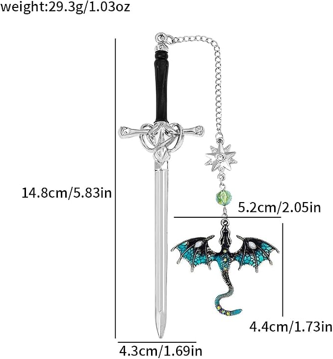 Fantasy Fourth Wing Dragon Sword Bookmarks - Fourth Wing Fans Page Markers Cool Bookmarks for Men Fantasy Dragon Gifts for Male Readers as Birthday Gifts (Dragon Bookmark Set 5)