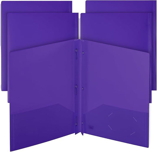 Mr. Pen- Plastic Folders with Pockets and Prongs, 5 Pack, Purple, Pocket Folders, Folders with Prongs, File Folders with Fasteners, 2 Pocket Folder, Folder with Pockets