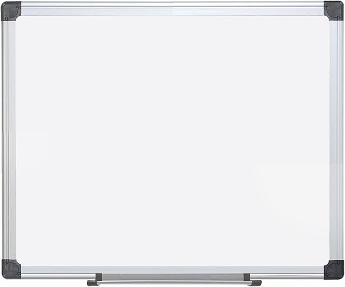 MasterVision Maya Series Magnetic Dry Erase Board, Porcelain Whiteboard, Snap-On Marker Tray, Wall Mounting Kit, 24" x 36", Aluminum Frame