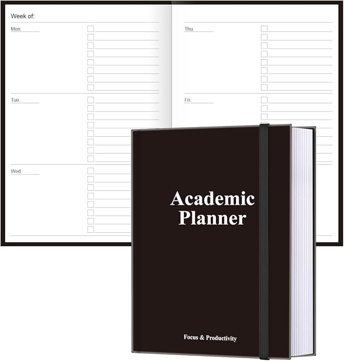 Academic Planner for 2026-2027 or Anytime – 5.8" x 8.5" Undated Weekly Student Planner For Homeschool, High School, College & Nursing Students, 200 Pages, Black
