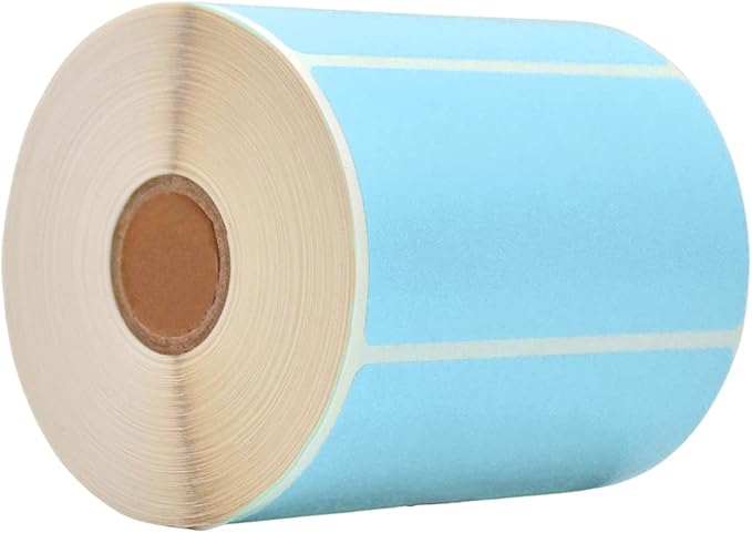WOD Baby Blue Direct Thermal Label Rolls - 4 x 2 inch, 725 Nametag Stickers per Roll, Permanent Adhesive for Color Coding, Labeling, Inventory Management at Home, Business, and Classroom.