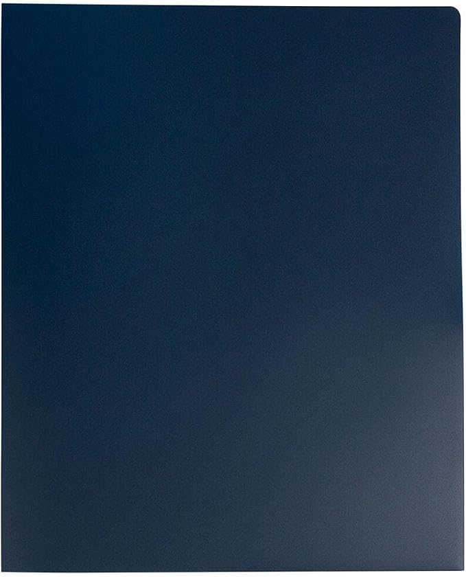 JAM PAPER Heavy Duty Plastic 2 Pocket Extra Tough School Folders - Navy Blue - Bulk 48/Pack