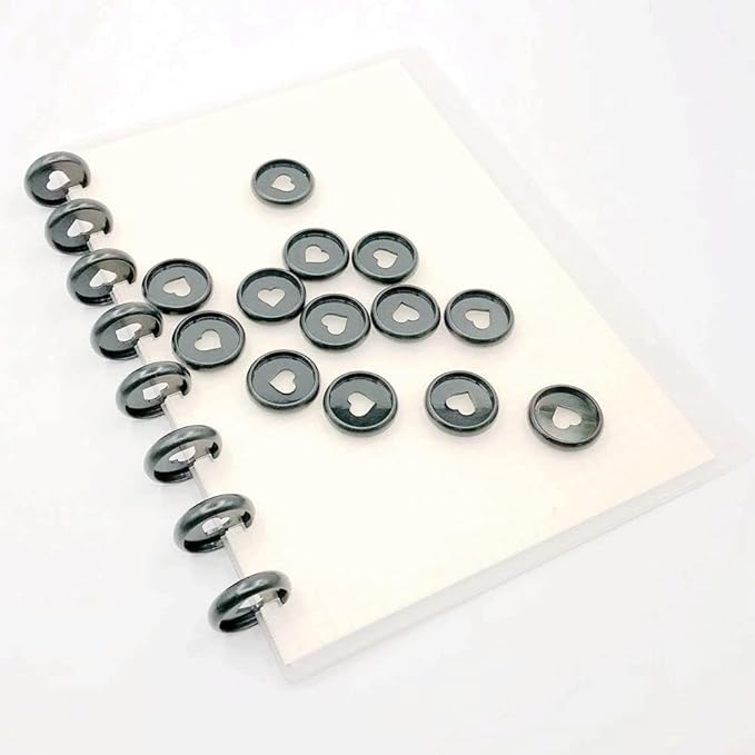 100pcs Planner Expander Discs 0.94Inch Book Binding Disc For Discbound Notebook Accessories Heart Binder Rings(Black,0.94inch/24 mm)