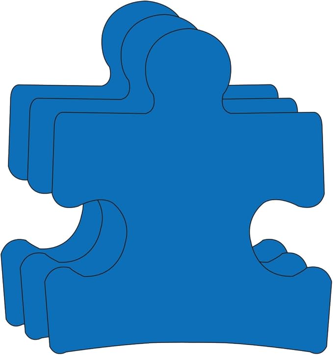 SHAPES ETC. 31 Pcs Puzzle Piece Small Cut-Outs 3 in, Bulletin Board Decorations, Awareness, Creative Crafts, Teacher Supplies, Classroom Decor, Made in The USA (Blue)