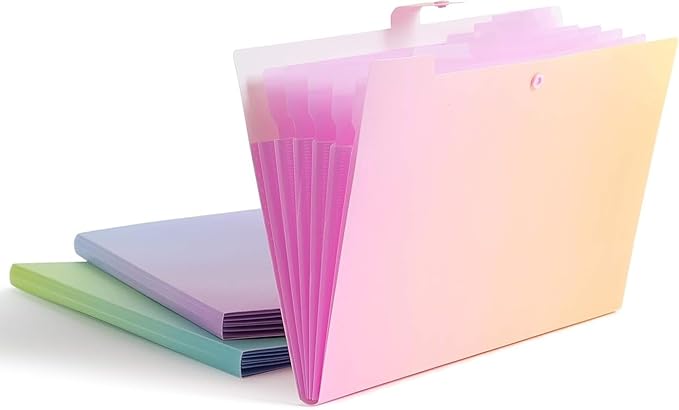 U Brands Fashion Expanding File Folder, Poly 5-Pocket Folder, Pastel Ombre, 3 Pack (3451U01-12)