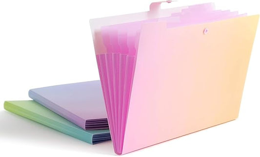 U Brands Fashion Expanding File Folder, Poly 5-Pocket Folder, Pastel Ombre, 3 Pack (3451U01-12)