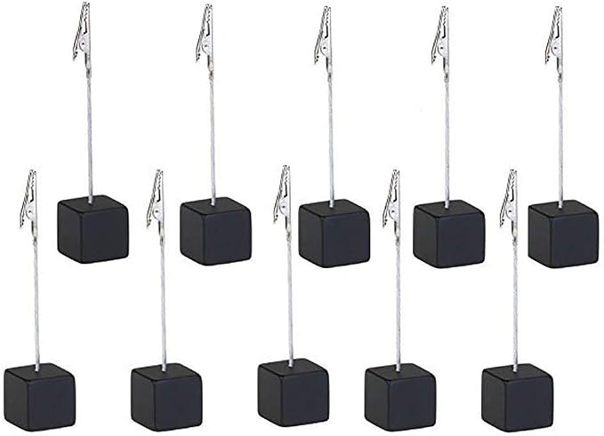 Xiaoyztan Memo Clips Holder,Black Cube Table Number Holders,Paper Note Clip for Office Home Use, Office Memo Holders, Desk Accessories and Workspace Organizers,Pack of 10
