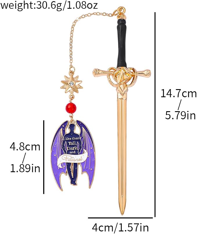 Acotar Bat Boys Sword Bookmarks Fantasy Night Court Metal Bookmarks Fantasy Fiction Fan Book Accessories Reading Markers Bookish Gifts Halloween Gifts (Acotar Bookmark 3PCS)