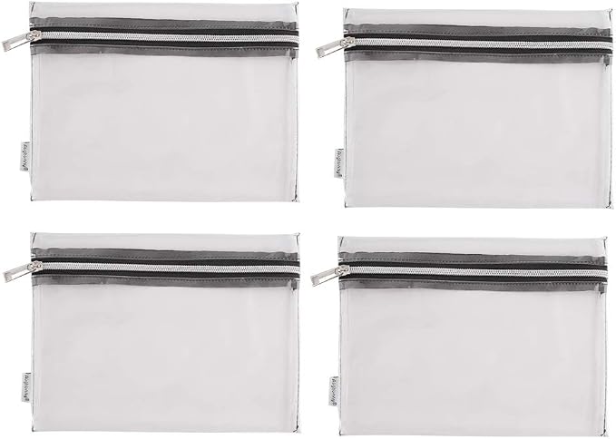 Clear Vinyl Zipper Multi-purpose Waterproof Office Home Supply Organizers toiletry Pouch Tool Bag 4-pack