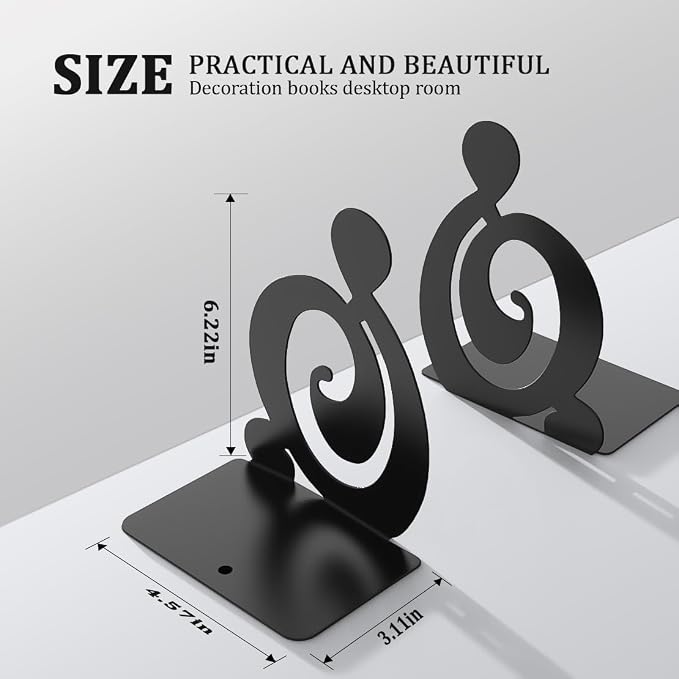 4 Pair Book Ends, Metal BookEnds Heavy Duty bookend (Black 4 Pair)