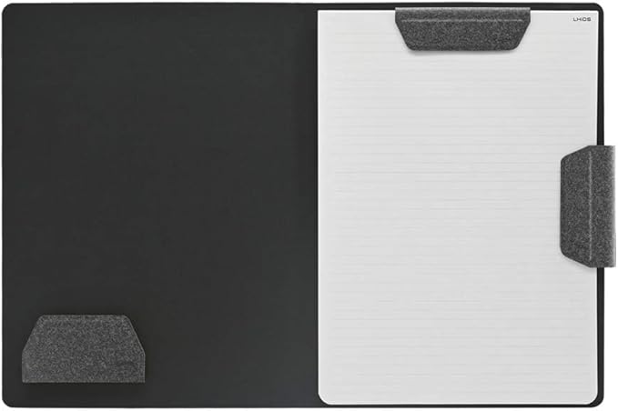 LHiDS Magnetic Business Portfolio Lite Resume Padfolio Organizer with Clipboard, Paper Clip, Writing Pad, Pen/Card Holder, Magnetic Closure for Work, School and More (Black, A4/Letter)
