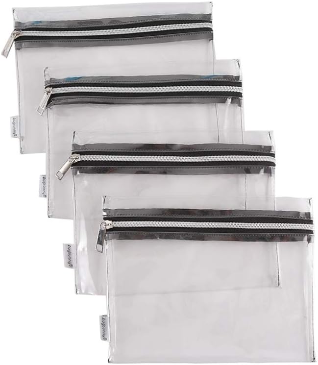 Clear Vinyl Zipper Multi-purpose Waterproof Office Home Supply Organizers toiletry Pouch Tool Bag 4-pack