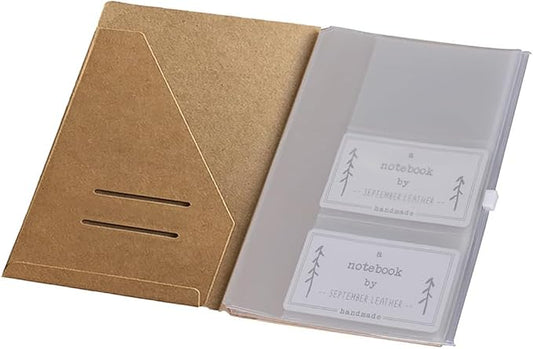 Kraft File Folder + Zipper Pouch & Card Sleeve Travel Accessories Kit for A5 Size Travelers Notebook, 5.5"x8.25"
