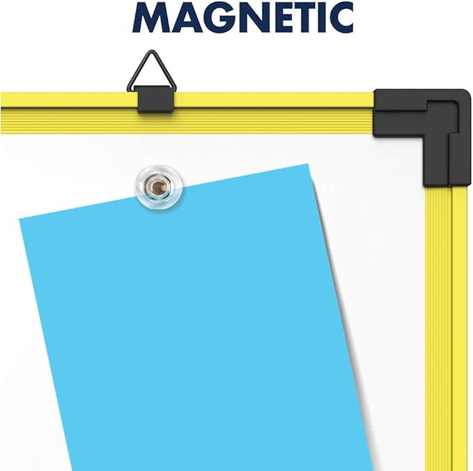 Quartet Dry Erase Whiteboard, Magnetic White Board, 18" x 24", Plastic Frame, Industrial Yellow (724120)