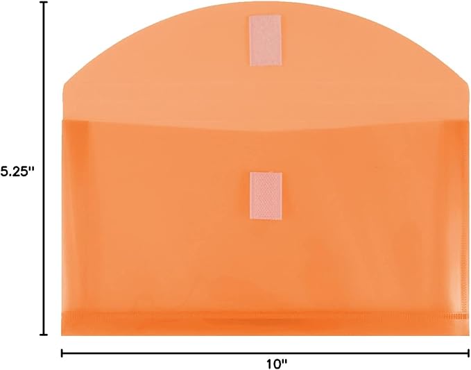 JAM PAPER Plastic Expansion Envelopes with Hook & Loop Closure - #10 Booklet Wallet - 5 1/4 x 10 with 1 Inch Expansion - Assorted Colors - 6/Pack