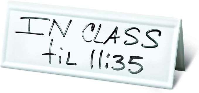 Trainers Warehouse Heavy Duty Premium Reusable Name Cards, White, Dry-Erase Tent, Space Saver, 8.75" x 3.5" (10)