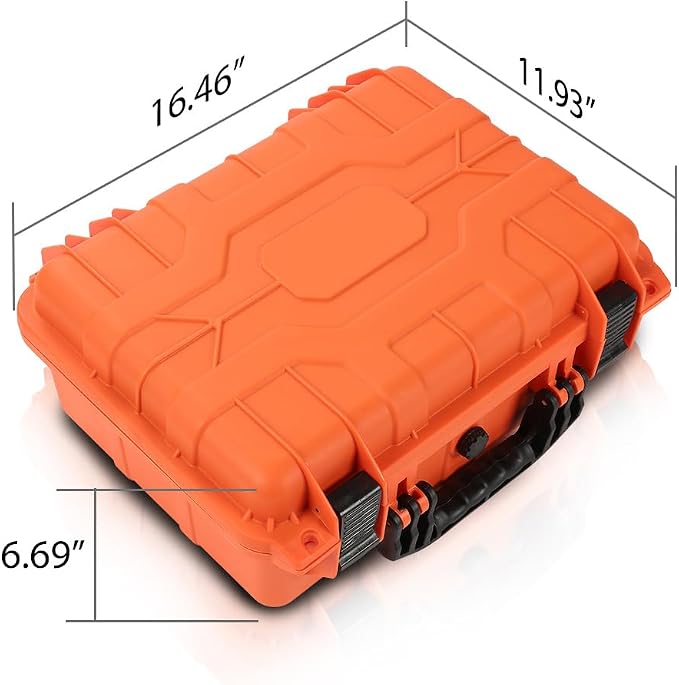 CROSSDESIGN Adjustable Storage Box for Collectible Cards, Tools & Craft Supplies, Organizer Container with Removable Dividers and Protective Foam, Lightweight Stackable Design, Orange 1PCS