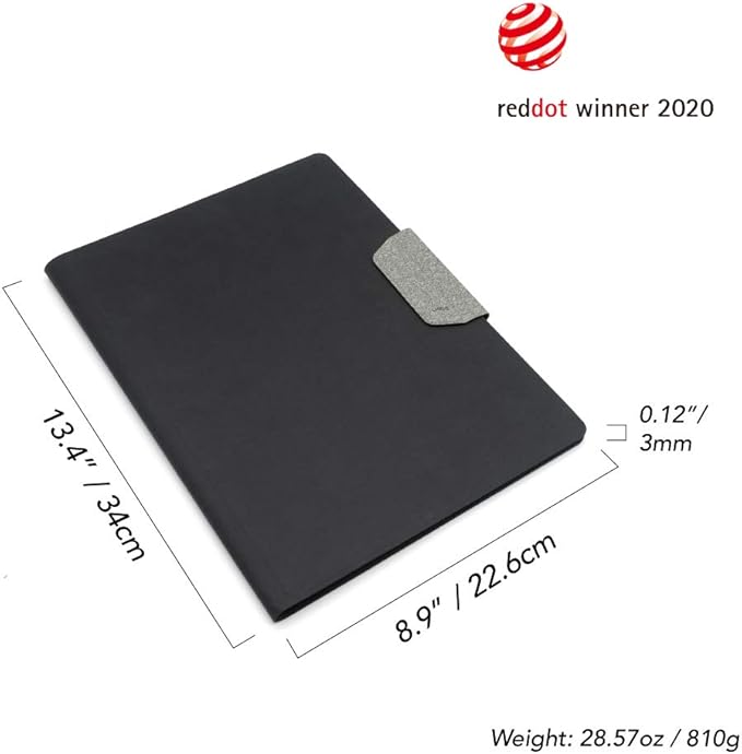 LHiDS Magnetic Business Portfolio Lite Resume Padfolio Organizer with Clipboard, Paper Clip, Writing Pad, Pen/Card Holder, Magnetic Closure for Work, School and More (Grey, A4/Letter)