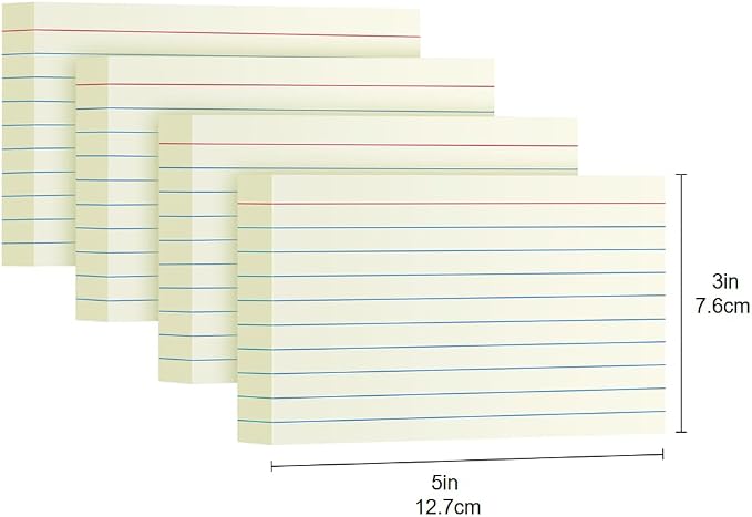 YIZUUN Cream Index Cards 3x5, 200 Pack, Ruled Index Cards, Flash Cards for Studying, Heavy Note Cards for Office, Home and School, 4 Packs of 50