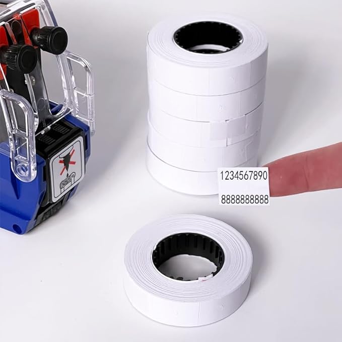 10 Rolls Labels Paper Suitable for MX-6600, MX-6602, YH-689 Price tag 2-line Marking Gun Pricemarker Labels (Without Gun (White)