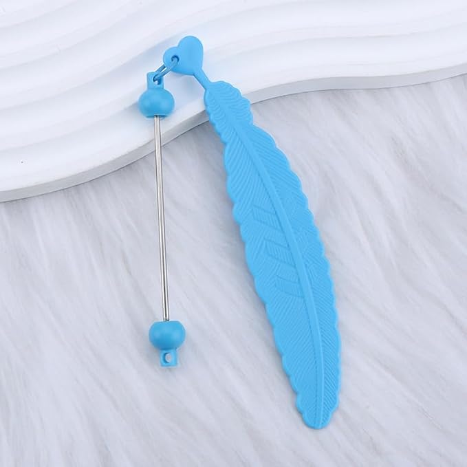 15 Packs Beadable Bookmarks with Bar Bulk Feather DIY Blank Bookmark for Beads Jewelry Pendants Charms Beading Book Make Marks Craft Colorful (13 Colors)