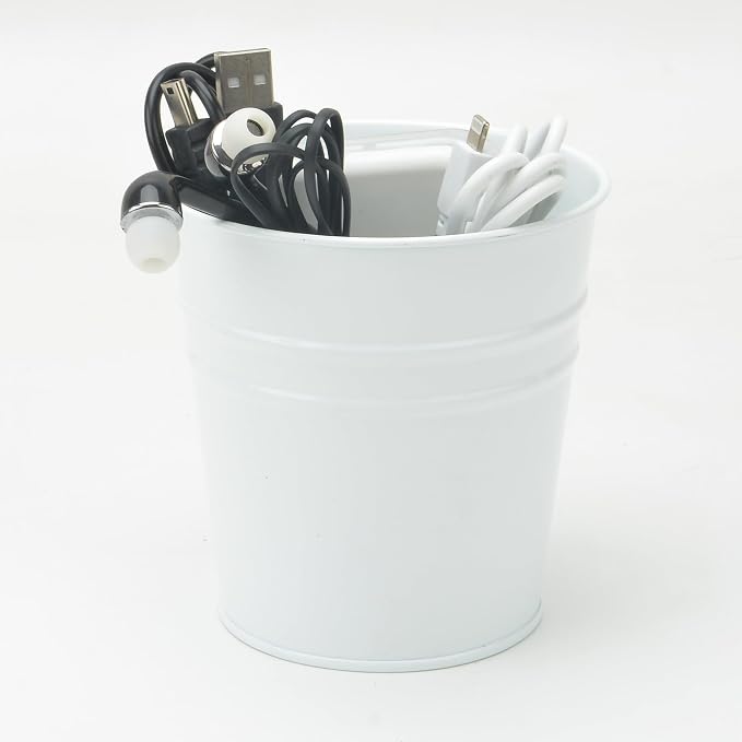 Pen Holder Cup For Desk Pencil Holder Metal Marker Pen Organizer Storage Small Tinplate Flower Pot Succulent Bucket Planters for Office Home - 2 Pack (Blue)