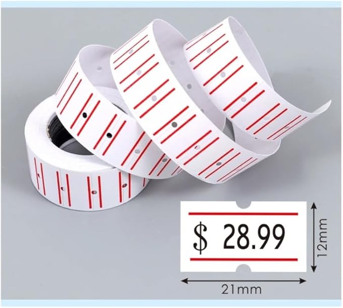 10 Rolls of White Price Labels 21x12mm (5000 Labels Total)