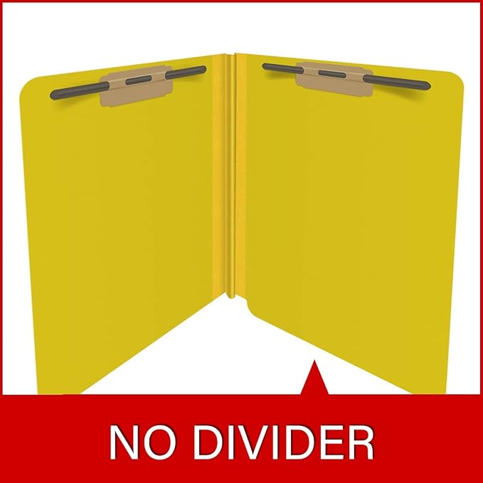 25 Pt. Pressboard Classification Folders, Full Cut End Tab, Letter Size, No Dividers, Yellow (Box of 25)