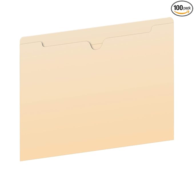 Pendaflex File Jackets, Flat, No Expansion, Manila, Letter Size, Straight Cut Tab, 100/Box