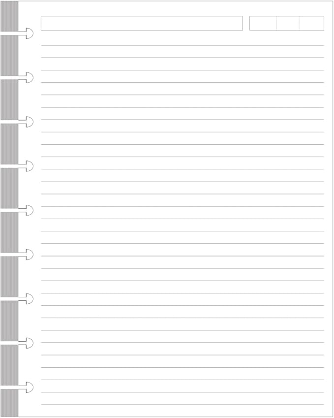 9-Disc Discbound Lined Refill Paper, Classic Size Pre-punched Happy Planners Inserts, 100Sheets/200Pages Loose-Leaf Paper, 100gsm White Paper, 7" x 9.25"