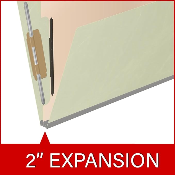25 Pt. Pressboard Classification Folders, Full Cut End Tab, Letter Size, 1 Divider, Light Green (Box of 10)