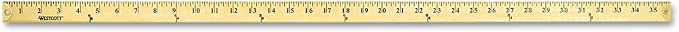 Westcott 10425 Wooden Yardstick with Brass Ends and Hang Holes, Clear Lacquer Finish
