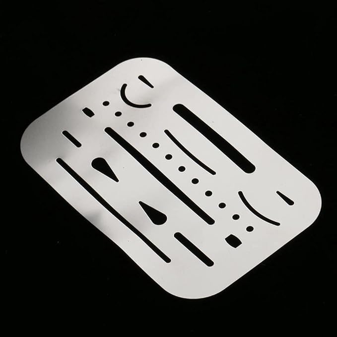 1Pc White 3.7''x2.4'' Stainless Steel Erasing Shield 26 Apertures Letter Craft Drawing Drafting Tool Convenient Handled，Drafting Tools and Drafting Kits，Education and Crafts