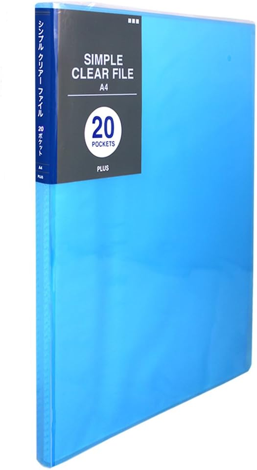 Plus File, Simple Clear File, A4, Vertical, 20 Pockets, 10 Books, Blue, FC-220SC 98-161 x 10
