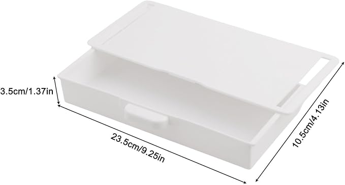 Under Desk Drawer Organizer Self-Adhesive Box Attachment,For Office Home Desktop Pen And Things Holder, Hidden-Design For Space-Saving And More Neat,ABS Plastic(White)