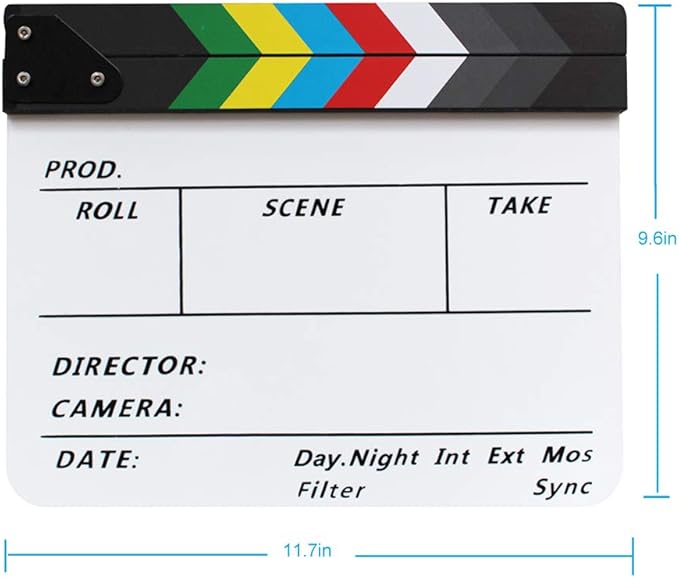 Coolbuy112 Movie Directors Clapboard, Photography Studio Video TV Acrylic Clapper Board Dry Erase Film Slate Cut Action Scene Clapper with a Magnetic Blackboard Eraser and Two Custom Pens