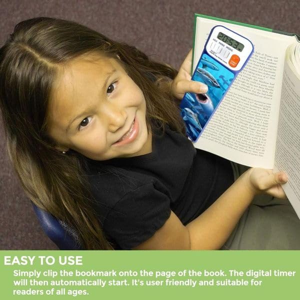 Mark-My-Time - Digital Bookmark - Mark My Time Reading Timer and Bookmark for Kids - Cool Bookmarks, Reading Incentives - Christmas Gift & Stocking Stuffer for Book Lovers - Summer Reading - 3D Shark