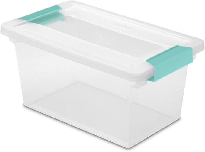 Sterilite Deep Clip Storage Box Container with Lid, Clear, 8 Pack and Medium Clip Box for Home, Craft Room, and Office Organization, 4 Pack