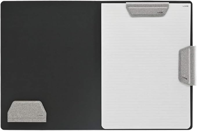 LHiDS Magnetic Business Portfolio Lite Resume Padfolio Organizer with Clipboard, Paper Clip, Writing Pad, Pen/Card Holder, Magnetic Closure for Work, School and More (Grey, A4/Letter)