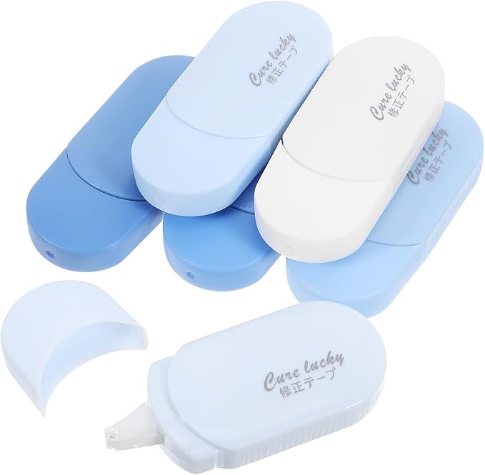 Correction Tape 6pcs Set Blue Gradient Student School Stationery Wide Roller Tape for Writing Error Correction Office Supplies