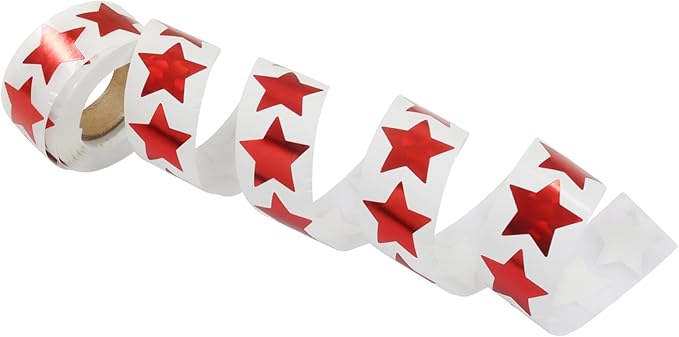 500 Pcs 1 Inch Red Star Stickers, Glitter Self Adhesive Star Labels for DIY Crafts Classroom Student Planner Teachers Supplies (1 Roll)
