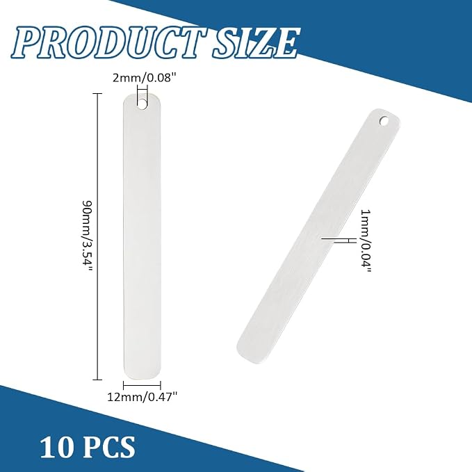 UNICRAFTALE 10Pcs Stainless Steel Bookmark Rectangle Stamping Blank Tags 90mm Long Bookmarks Pendant Decoration Metal Blank Bookmarks Tags Stamping Charms for DIY Craft Tag