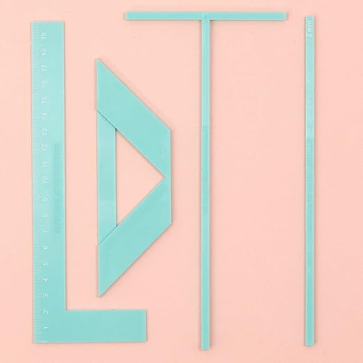 Craftelier - Kit Rulers and Binding Squares | Basic Tools for Scrapbooking, Craft and Binding Projects | Includes L Ruler, T Ruler and Squares | Turquoise Color