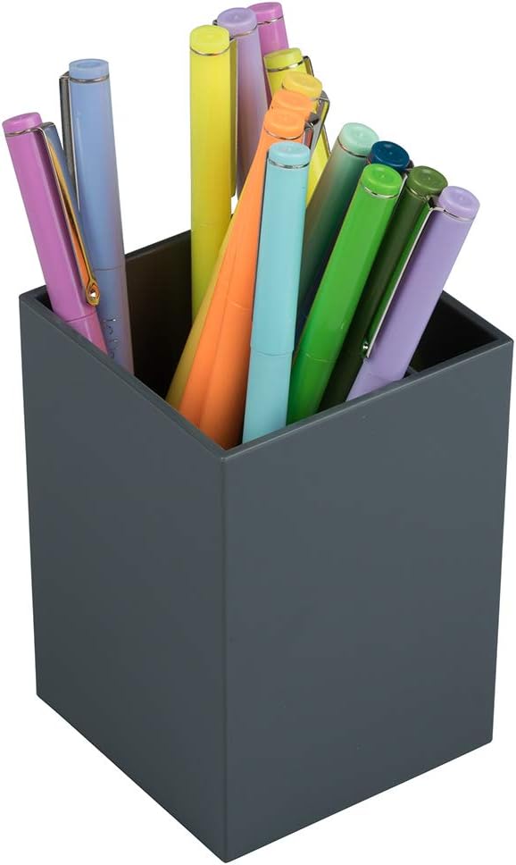 JAM PAPER Plastic Pen Holder - Grey - Desktop Pencil Cup Sold Individually