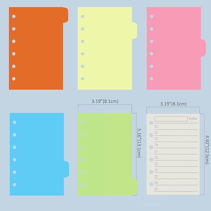 Harphia A7 6 Holes Binder Refill Value Set, 90sheets to do list loose leaf paper with sticker and divider, todo planner insert with binder pocket for A7 binder 6 holes refillable notebook,005dA7todo