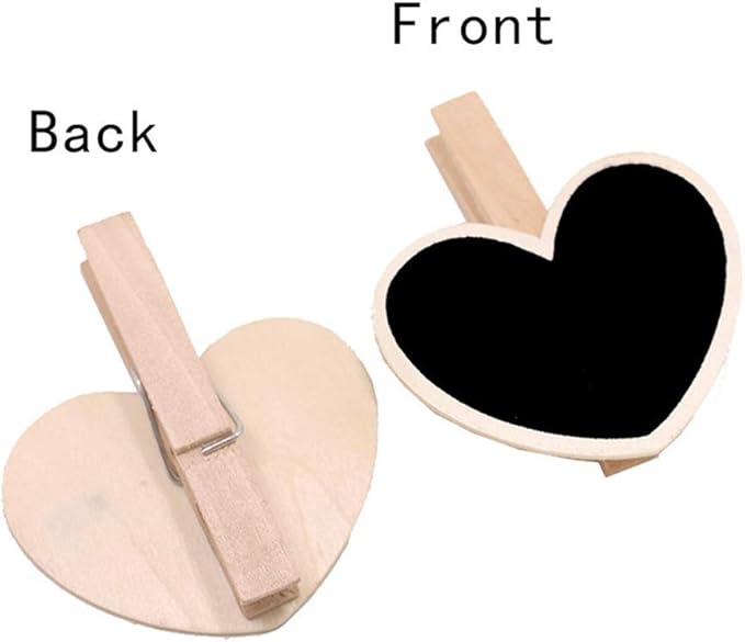 30 Pcs 2.6 * 2.2Inch Wood Mini Chalkboard Clips Wooden Blackboard Clips Chalk Board Message Board Tag Signs with Pegs for Memo,Note Taking,Food Label,Wedding Table Number Place Card,Party Decor