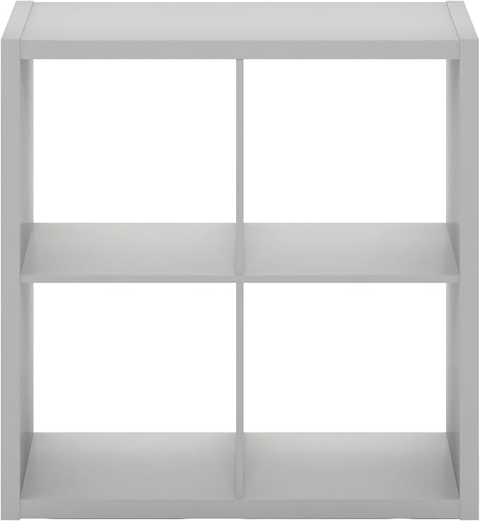 Furinno Cubicle Open Back Decorative Cube Storage Organizer, 4-Cube, Light Grey