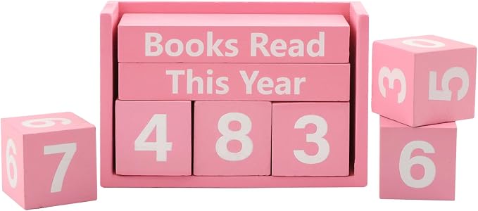Books Read This Year Counter, Book Counter Sign Up to 999 Bookish Accessories, Books Read This Year Tracker for Reading Goal Display, Reading Challenge Gift for Readers(Color:Pink)